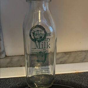 Vintage Glass Milk Bottle,Vermont Country Milk